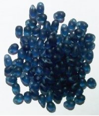 100 4x6mm Transparent Matte Montana Blue Drop Beads